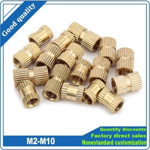 10/50pc Solid Brass Pure Copper Metric Thread Injection Molding Knurl Insert Nut M2 M2.5 M3 M4 M5 M6 M8 M10 Nutsert Embedded Nut