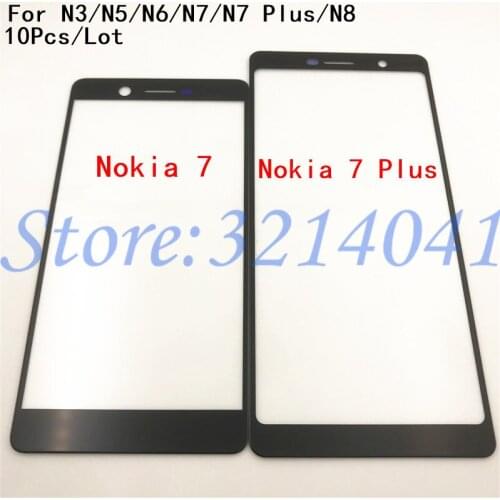 10Pcs/Lot Touch screen Panel For Nokia 3 5 6 7 7Plus 8 Front Outer Glass Top Lens Touch Screen Panel N3 N5 N6 N7 N7 Plus N8+Logo