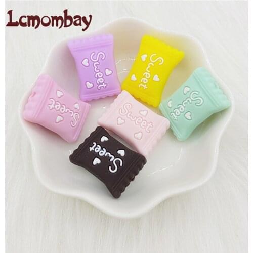 10pcs/lot Mini Candy Shape Silicone Teething BeadsBaby DIY Necklace Pacifier Chain Accessories Chews Beads
