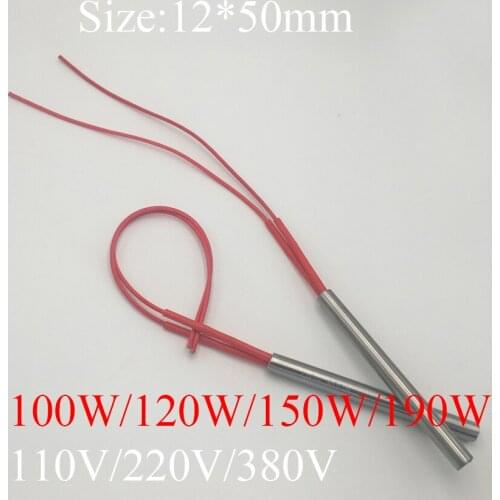 12x50 12*50 100W 120W 150W 190W AC 110V 220V 380V Stainless Steel Cylinder Tube Mold Heating Element Single End Cartridge Heater