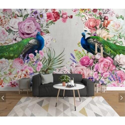 Custom 3D Photo Wallpaper Hand painting Peacock Wall Wall Mural Living Room Bedroom Vinyl Mural Waterproof Wallpaper Home Decor