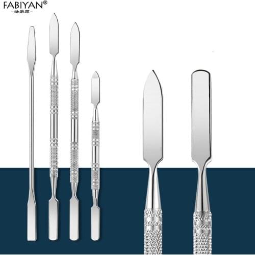 4 Type Stainless Steel Spoon Polish Cream Blender Mixing Palette Spatulas Spoon Stick Rod Tone Makeup Cosmetic Nail Art Tool