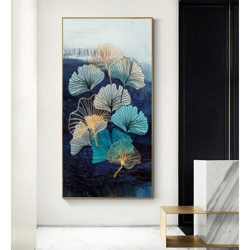 Blue Green Plant Leaf Abstract Poster and Prints Nordic Canvas Print Wall Art Painting Modern Picture for Living Room Decoration