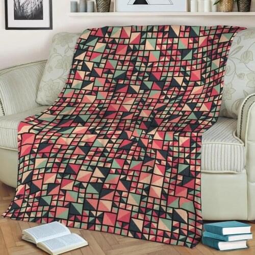 Abstract Geometric Pattern 3D Printed Velvet Plush Throw Fleece Blanket Bedspread Sherpa Blanket Home Decora