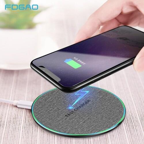 FDGAO 10W QI Wireless Charger For iPhone XS Max XR X 8 Samsung S10 S9 Note 9 3.0 Fast Wireless Charging Pad Dock Station Desktop