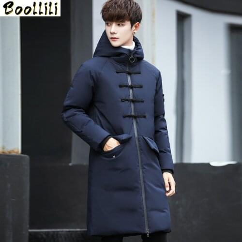 Boollili New 2020 Mens Down Jacket Thick Long Winter Coat Men Causual Slim Parka Hooded Mens Outwear 3XL Chaquetas Hombre