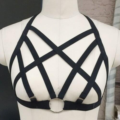 Hot Sexy Gothic Women Harness Bra Black pole dance body Harness Harajuku sexy lingerie harness bra