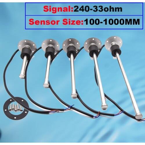 100-1000MM Water Fuel Level Sensor with Screw Stainless Steel 240-33ohm Marine Water Level Sensor Sender Unit 9-32V for Marine