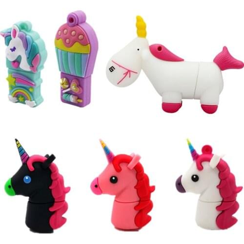Usb Flash Drive Cartoon Unicorn Pendrive 128GB Flash Memory Card 64GB Pen Drive 32GB Usb Stick 4GB 8GB 16GB Usb Flash Stick Gift