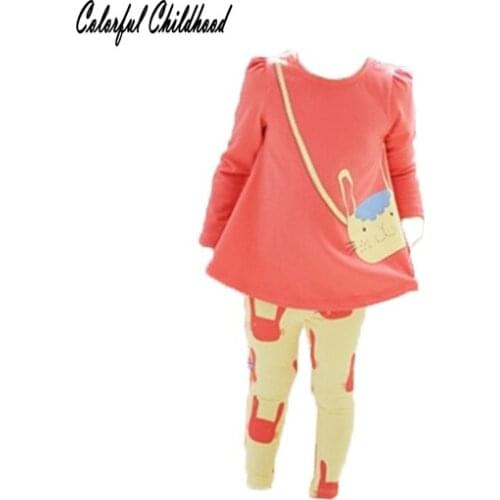 Baby Girls Clothes Sets Kids Cartoon Cat printed Tracksuit Sport Suit For Children Long Sleeve T-shirt+Pants Outfits Clothes