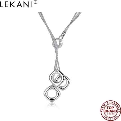 LEKANI Square Shape Unisex Pendant Necklaces For Women And Men Simple White Rope Chain Necklace Party Hot Sale Fashion Jewelry