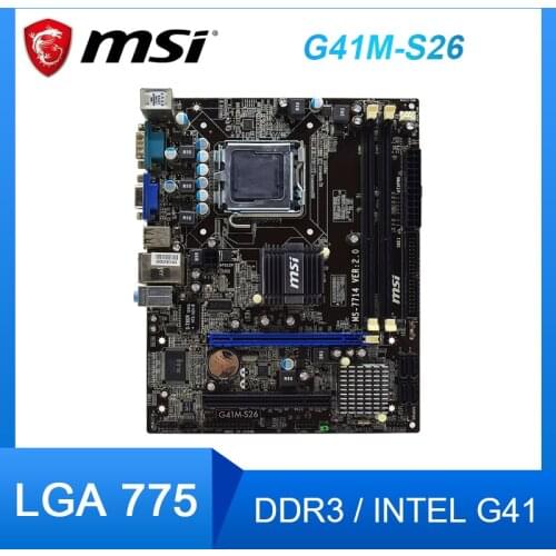 MSI G41M-S26 Desktop Motherboard LGA 775 DDR3 PCI-E X16 Intel G41 Micro ATX Core 2 Quad/Core 2 Duo GMA X4500 Used motherboard