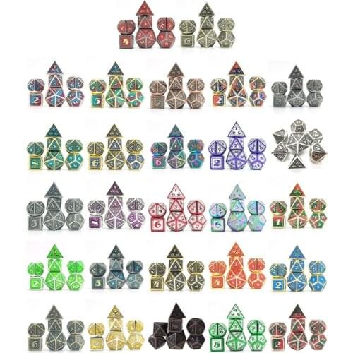 7 PCS Dragon Scale Metal Dice Metallic DND Game D&D Dice with Free Metal Case U2JB