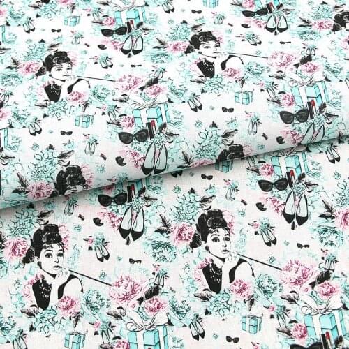Cartoon Audrey Gift Box 100% Cotton Fabric for Patchwork Hometextile Backpacks Slipcover Doggy Clothes DIY Material