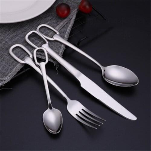 1 Piece 304 Stainless Steel Silver Hanging Cutlery Set Steak Knife Fork Spoon Dinnerware Handle Steel Portable Gold Tableware