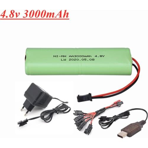 4.8v 3000mAh NiMH Battery +Charger Set For Rc toys Cars Guns Tanks Robots Ni-MH AA 4.8v Rechargeable Battery Pack For RC Boats