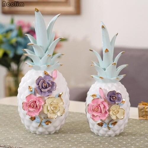 NOOLIM Nordic Stereoscopic Flowers Creative Ceramic Pineapple Ornament Living Room Restaurant Wine Cabinet Decorative Ornaments
