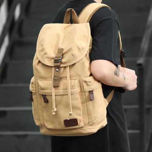 2021 new rucksack mens backpack large capacity travel bag retro khaki black outdoor sports travel bag