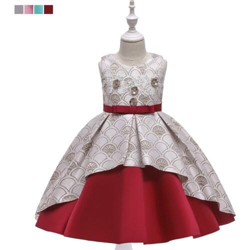 2021 New Girl Dress Satin Tihua Princess Skirt Flower Childrens Wedding Pompeid Dress Skirt