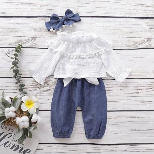 Baby girl clothes girl suit baby and toddler autumn long-sleeved trousers flared sleeve autumn toddler clothes Girl Clothing