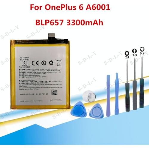 Original Phone Battery BLP657 3300mAh for OnePlus 6 A6001 High Quality Replacement Li-ion Batteries +Tracking + Tools