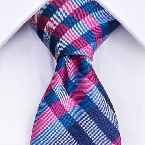 Gift Box Packing 8.5cm Neck Tie Set Include Tie Clip And Handkerchief Cufflink Plaid Men Business Wedding Bridegroom Ties MJ-467