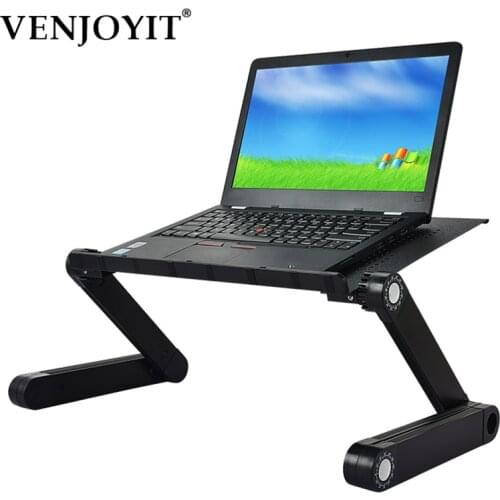 Portable 360 Degree Adjustable Computer Desk Foldable Laptop Notebook Lap PC Folding Desk Table Vented Stand Bed Tray Black