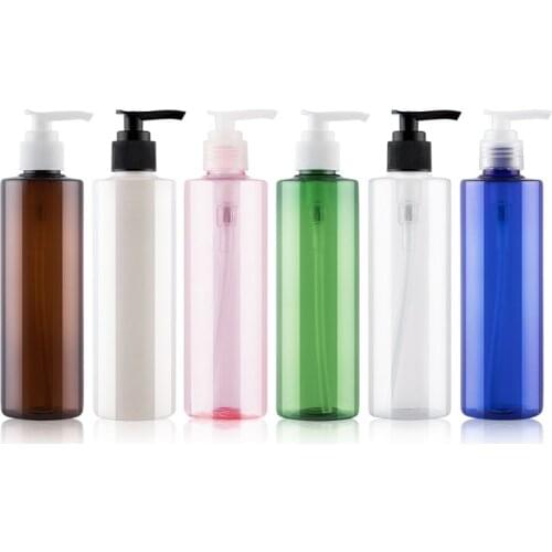 Clear Blue Green 250ml X 24 PET Lotion Pump Bottle,Plastic Cosmetic Container,Empty Shampoo Sub-bottling,Essential Oil Bottle
