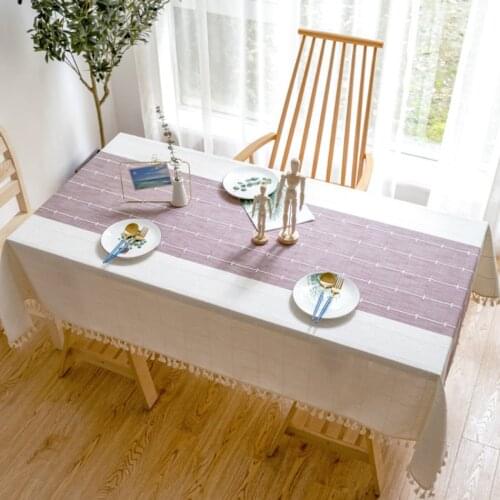 Nordic INS Wind Fringed Cotton And Linen Rectangular Tablecloth Home Dining Table Kitchen Dust-Proof Cloth Tablecloth Decoration