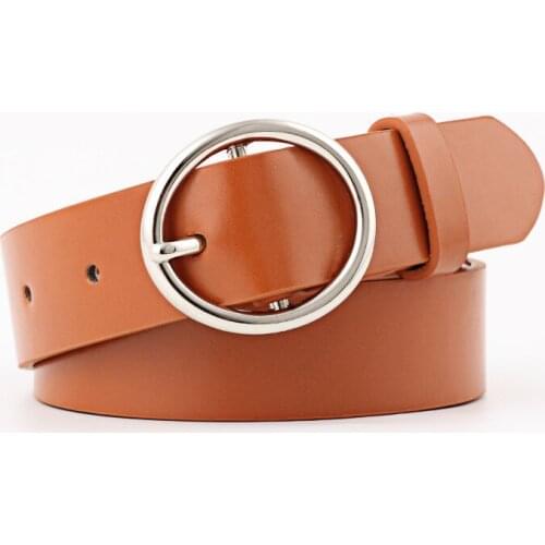 BLA New Fashion leather Women Belts Metal Round Pin Buckle Belt Leisure High quality Strap Waistband for Jeans Pants Wholesale 3