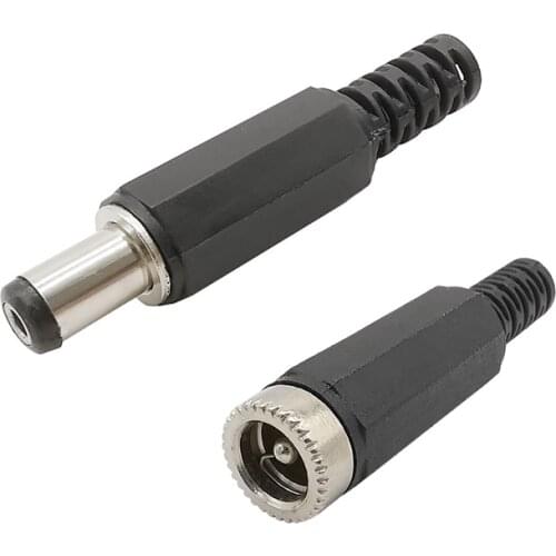 20Pcs 5.5mm x 2.1mm DC Male DC Female Connector DC Power Jack Plug 5.5*2.1mm Female Jack + Male Plug Adapter for DIY Project