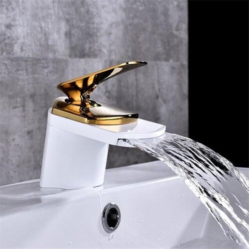 Basin Faucet Modern Bathroom Mixer Tap Chrome/Gold/Brushed Nickel Wash Basin Faucet Single Handle Hot and Cold Waterfall Faucet