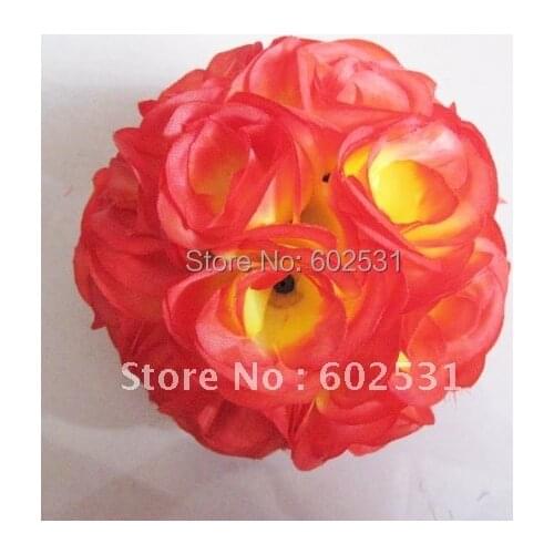 SPR silk rose flower ball optional-color kissing wedding ball-wine red-15cm kissing ball,celebration decoration,party decoration