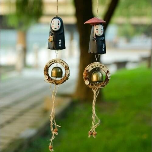 Studio Ghibli NO FACE Faceless Man Windbell Wind Chime Metal Bell Kids PVC Action Figure Resin Collection Model Toy Doll Gifts
