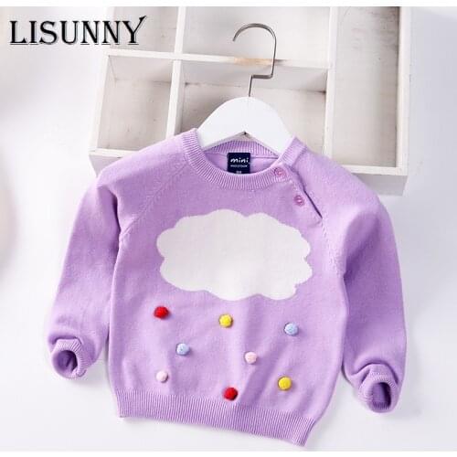Girls Sweater Pullover 2021 Autumn Winter Colored Balls Baby Sweater Children Sweaters Fashion Dot Toddler Sweater Kids Clothes