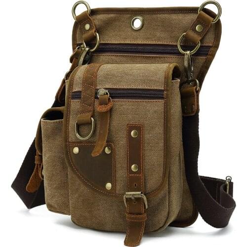 Outdoor Cycling Leg Bag Mens Canvas Fashion Casual One-shoulder Messenger Bag Korean Trend Belt Bag