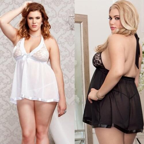 Plus Size Women 3xl Bow Pajamas Backless Sling Nightdress Sexy Lace Temptation Sexy Lingerie Costumes Lingerie Sexy Hot Erotic