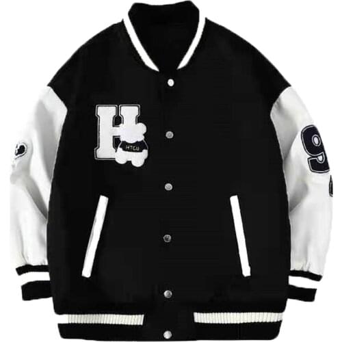 Bear embroidery casual jacket women cute women loose jacket women oversized cardigan embroidery stitching jackets for women 2021