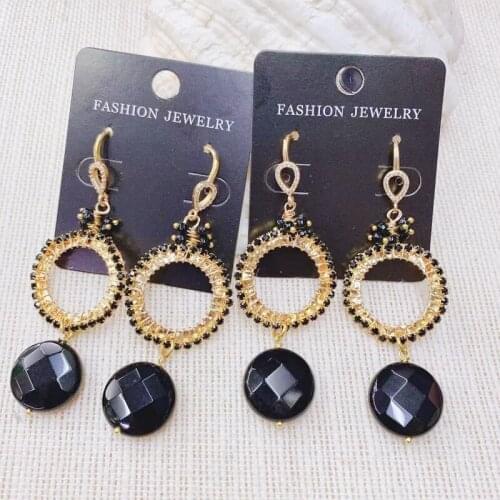 Handmade Crystal Earrings For Woman Shiny Round Drop Dangle Earrings Luxury Jewelry Wholesale 3Pairs