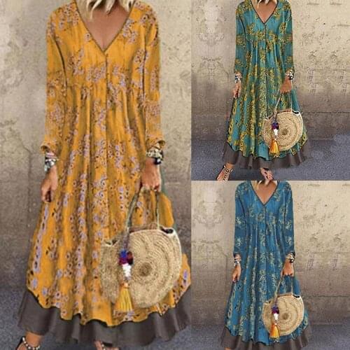 Vintage Summer Dress Women Fake Two Pieces Multiway Long Maxi Dress Ruched Sukienka Deep V Neck Drape Dress Floral Print Beach