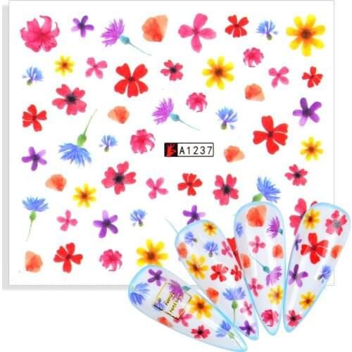 1 Sheet Flower Leaf Sticker Spring Summer Stickers Design For DIY Manicures Nails Decoration Nail Art Decals