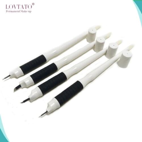 10pcs Disposable Microblading pen Manual Handtools With Cap Eyebrow Plastic Tattoo Pens Dia 0.18 mm Microblades E.O. Sterilized