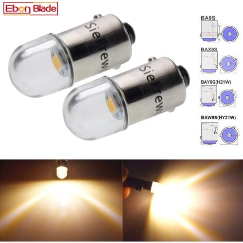2X BA9S T4W BAX9S H6W BAY9S H21W BAW9S HY21W Car Led Light 2835 1SMD Auto Interior Dome Map Side Bulb Lamp Warm White 6V 12V 24V