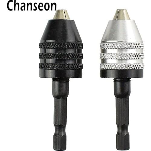 2pcs/lot 0.3-6.5mm Conversion Tool Drill Keyless Clamping Chuck Screwdriver Impact Drive 1/4-Inch Hex Shank Drill Grinder