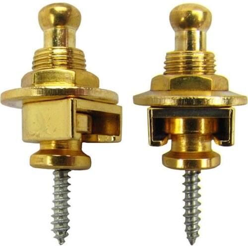 2x Gold Guitar Strap Lock Button Metal Button Hold Tight Easy Remove Screw Strap Lock Pins Guitar Accessories Freeshipping