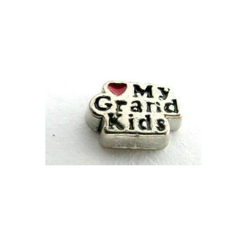 20 , 50)PCS/lot Love My Grandkids DIY Alloy Floating Locket Charms Fit For Magnetic Locket Pendant Jewelrys Making