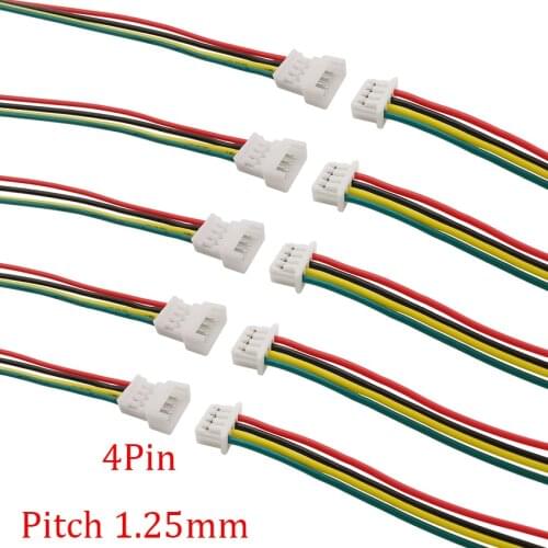 5/10 Pairs 1.25mm JST 4 Pin Male Female Wire Connector Pitch 1.25 mm 4P Jack Plug Electronic Cable Terminal Adapter Length 15CM