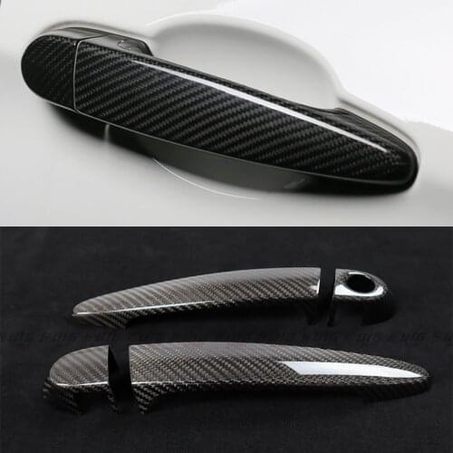 4pcs Real Carbon Fiber Car Exterior Door Handle Grab Cover Trim Sticker Styling For BMW M2 F87 M4 F82 M3 F80 M2C LHD