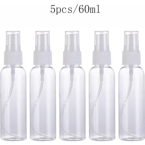 5Pcs/60ml Perfume Bottle Atomizer Empty Small Spray Bottle Refillable Bottles Travel Transparent Plastic Toxic Free Safe
