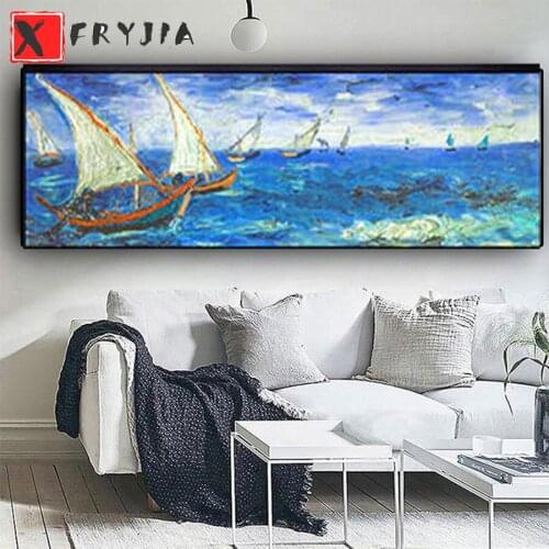 5D DIY Diamond Painting Sailing boat with sea view Cross Stitch Needlework Diamond Embroidery Mosaic Full Square Drill Wall Art
